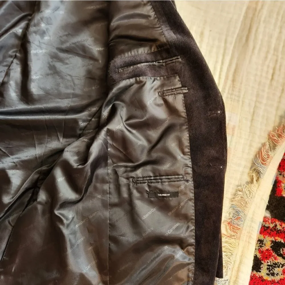Alberto Cardinali black corduroy  single breasted blazer sz 44R